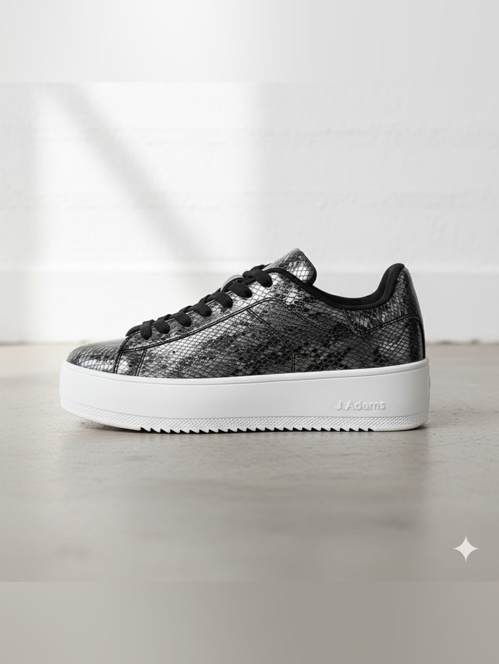 Hero By J. Adams Gunmetal Snake-Print Platform Sneaker